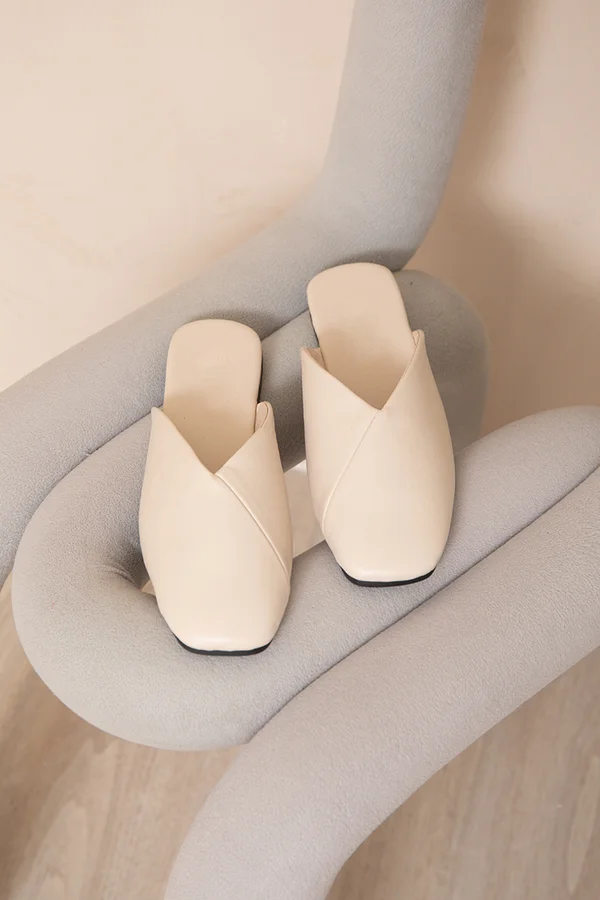 Simple Meets Sumptuous Slip On Mules Cream