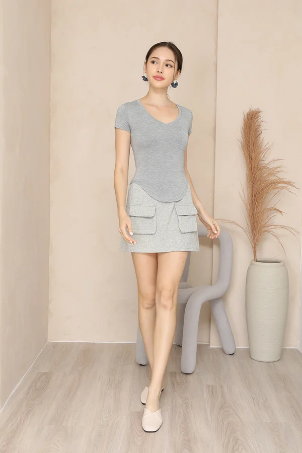 Outside the Confines Cotton Flap Pocket Skorts Ash Grey