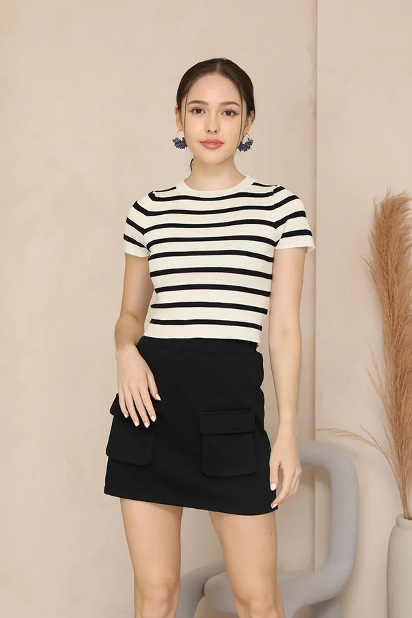 Earning Your Stripes Knit Tee Black
