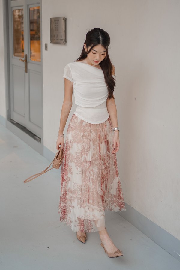 The Toile Story Printed Pleated Maxi Skirt Pink