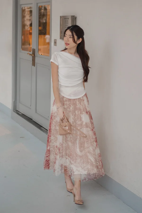 Depths of Drapes Ruched Tee White