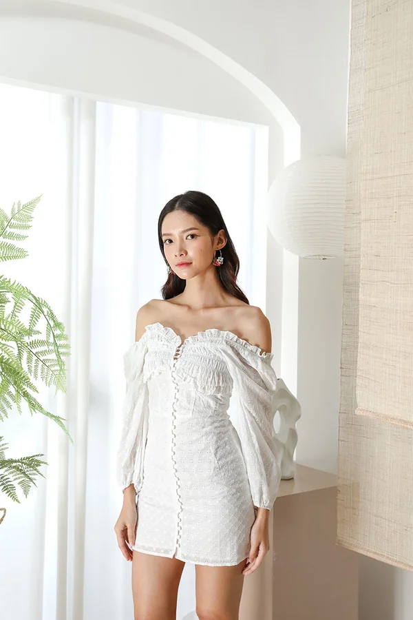 Affinity for Finery Broderie Smock Blouson Dress