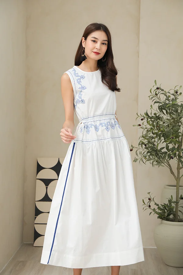 Notes of Tempered Grace Broderie Maxi Dress