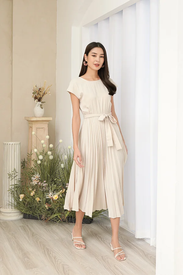 Formally Pleatfully You Swing Midi Dress
