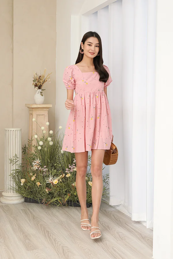 As Nature Intended Eyelets Broderie Dress Pink