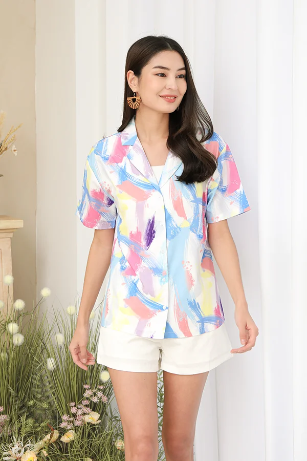 More Rainbows to Drape Shirt Blue