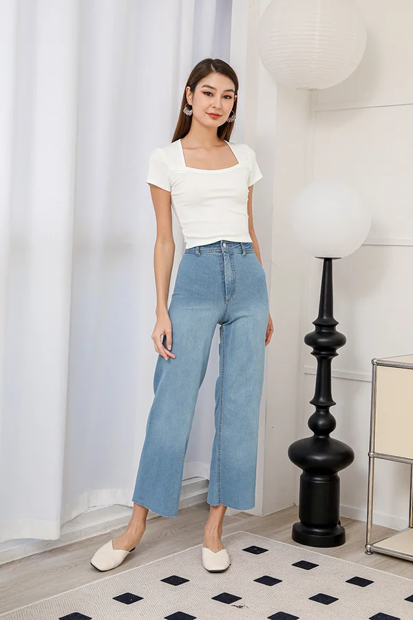Reason to Strut Wide Leg Denim Culottes Midwash