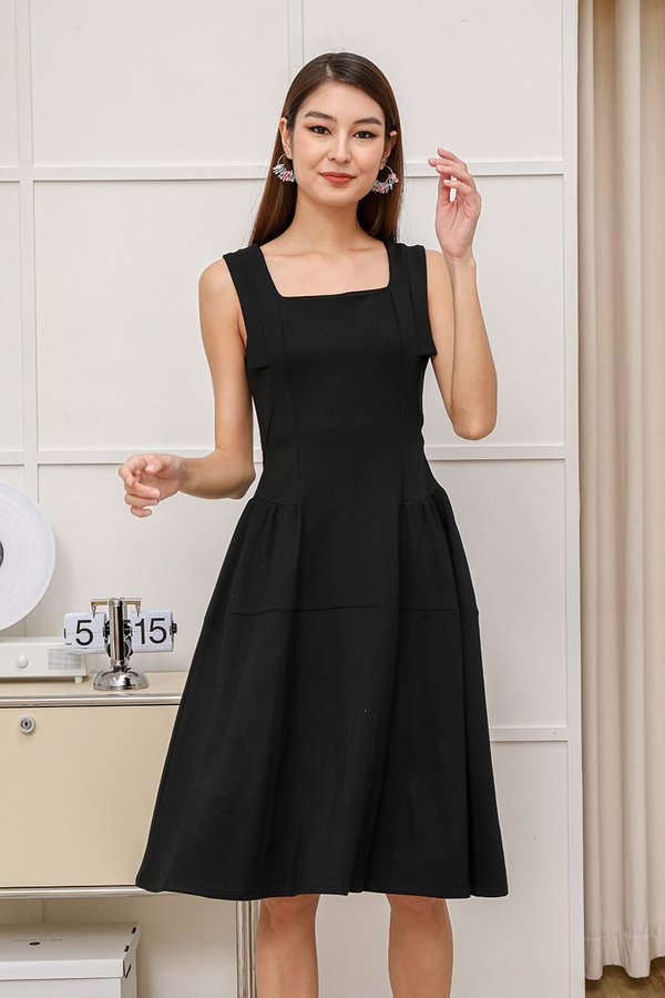 Revel of Angles Pinafore Dress Black