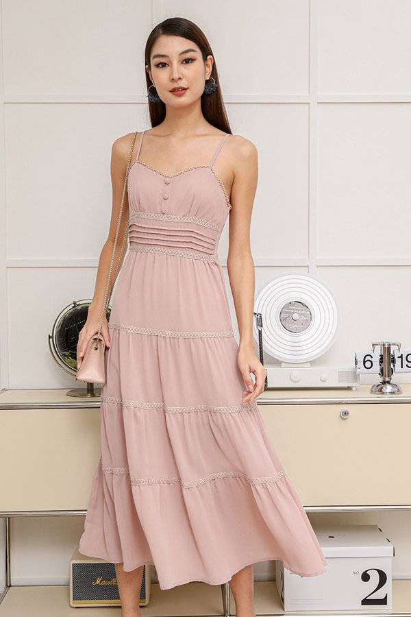 Tier Thoughts and Swishes Midi Dress Pink
