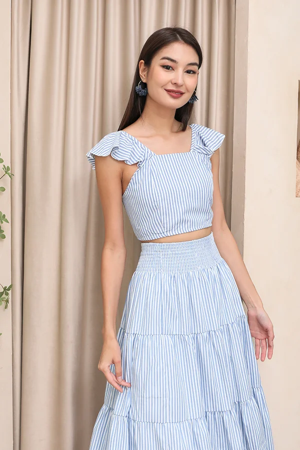 Sweetpea Swag Stripes Flutter Crop Top