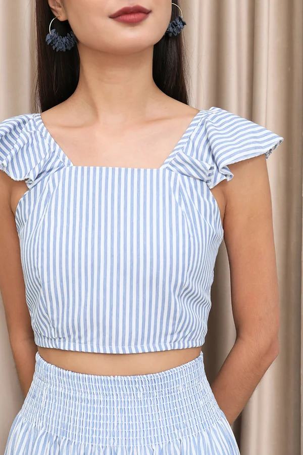 Sweetpea Swag Stripes Flutter Crop Top