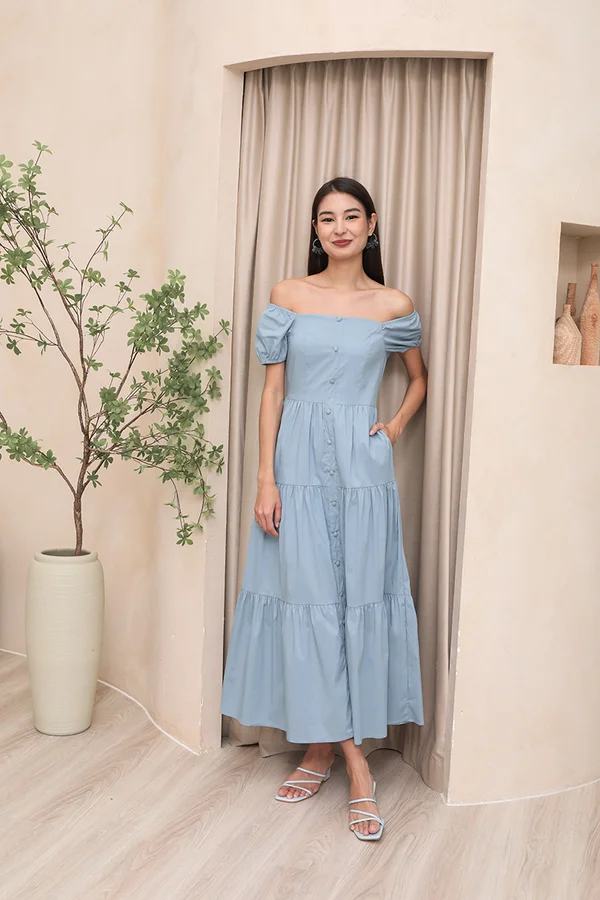Buttons Bon Vivant Tier Maxi Dress Blue