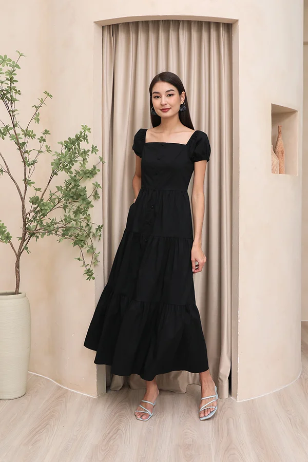 Buttons Bon Vivant Tier Maxi Dress Black