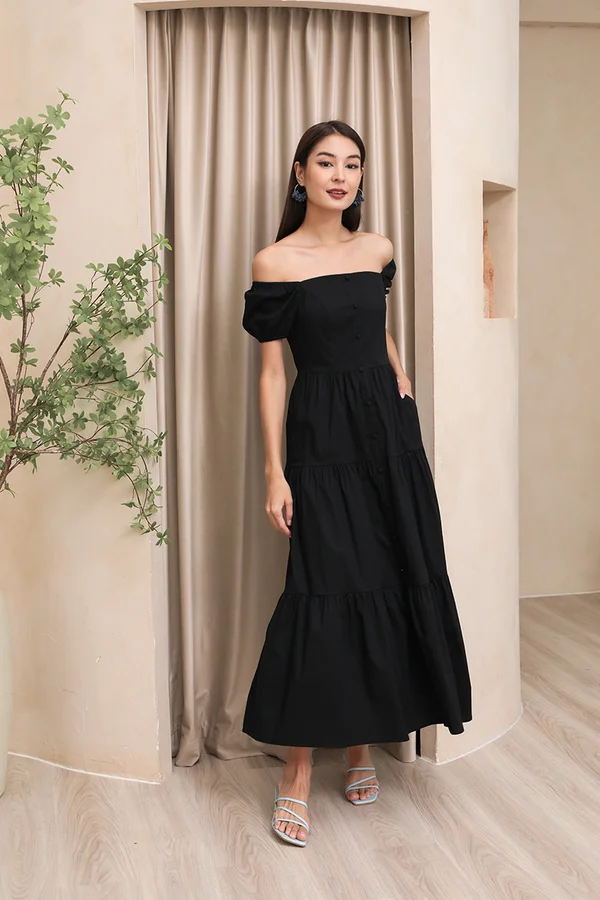 Buttons Bon Vivant Tier Maxi Dress Black