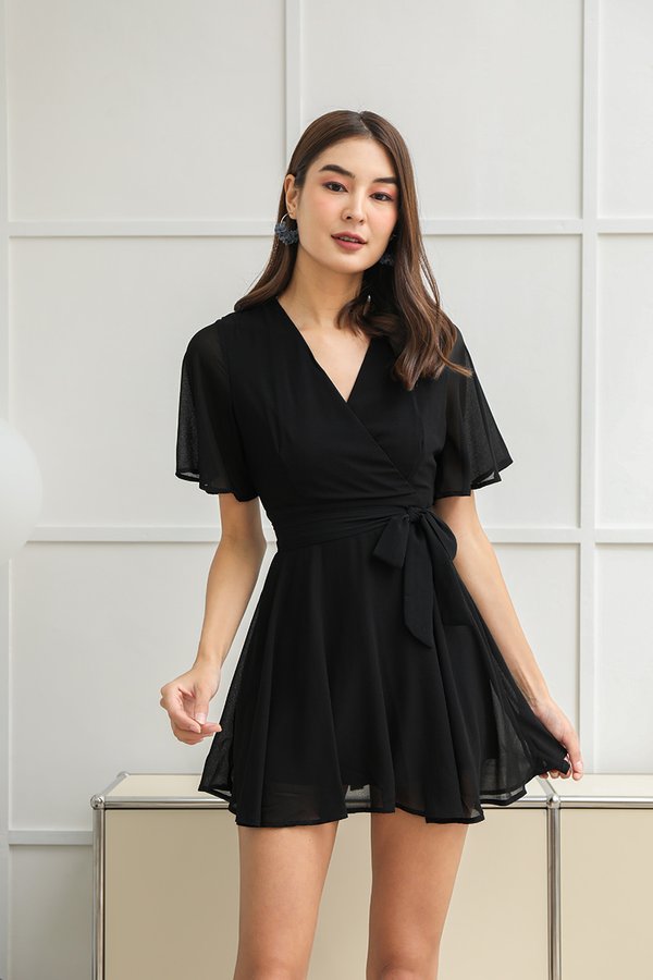 Kimono Kyoto Soleil Wrap Dress Black
