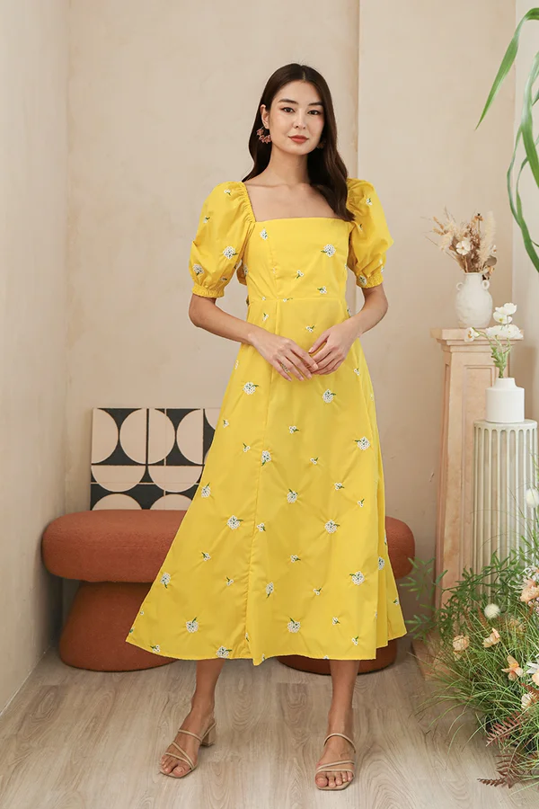 Starburst Sunshine Baby Breaths Broderie Midi Dress