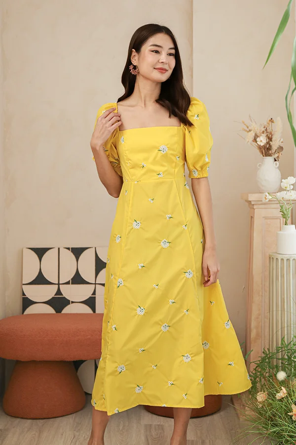 Starburst Sunshine Baby Breaths Broderie Midi Dress