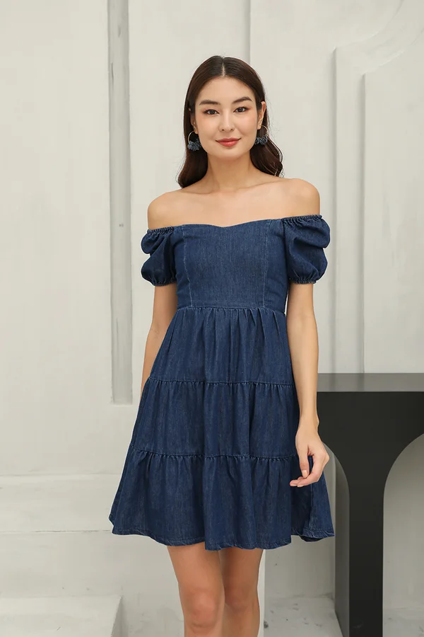 Denim Dalliance Tiers Dress Darkwash