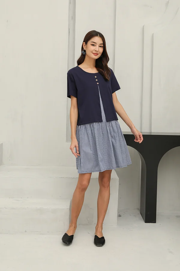 Sailorette Stripes Cape Tee Dress