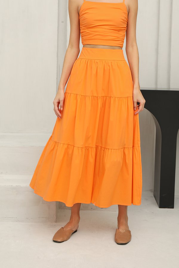 Musing Gypsy Tiers Midi Skirt Tangerine