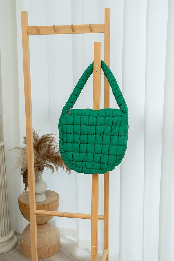 Cloud Nine Puffer Quilted Tote Bag Kelly Green