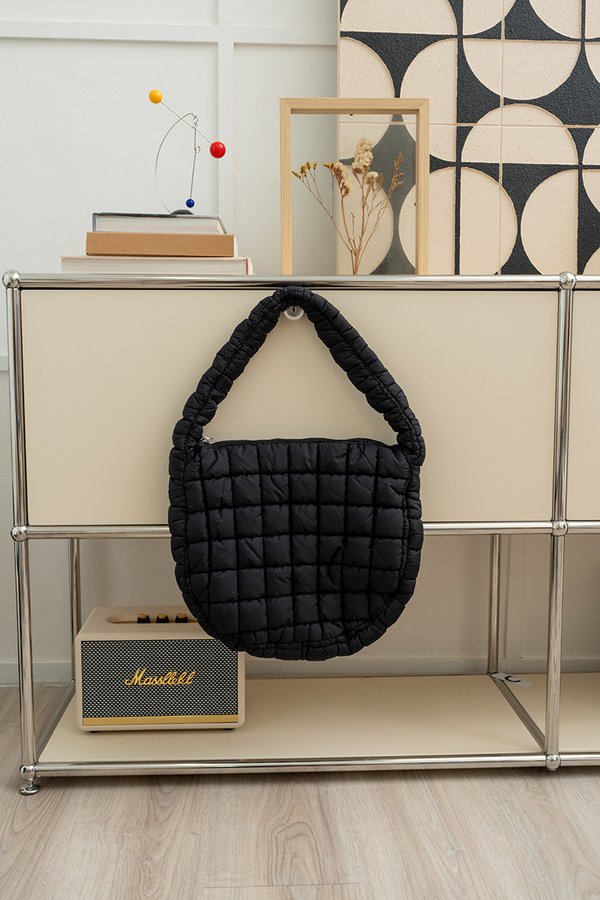 Cloud Nine Puffer Quilted Tote Bag Black