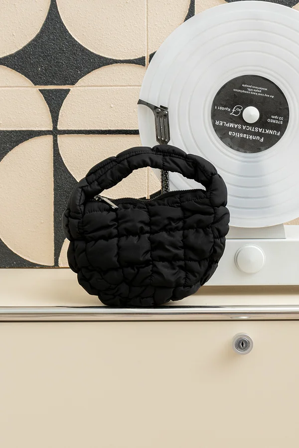 Micro but Mighty Puffer Quilted Mini Bag Black