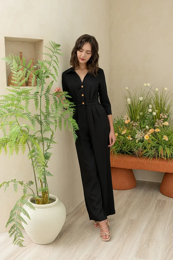 Leaps and Bounds Shirt Jumpsuit Black