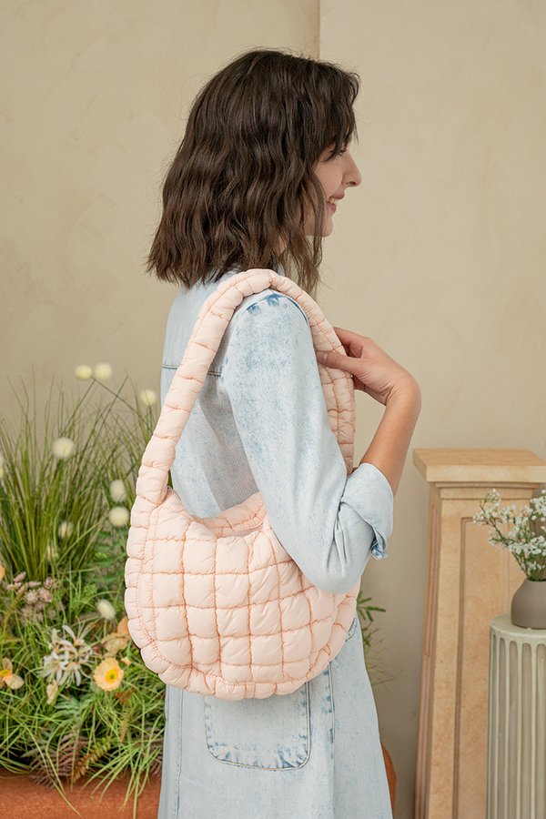 Cloud Nine Puffer Quilted Tote Bag Blush