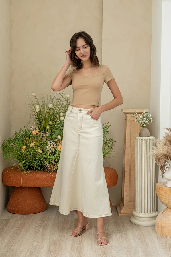 A Vision in Jeans Godet Maxi Skirt