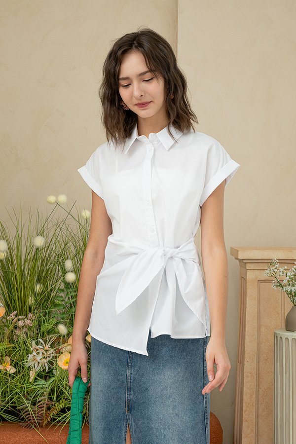 Purposeful Living Shirt Tie Blouse White