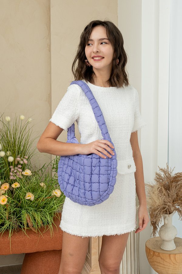 Cloud Nine Puffer Quilted Tote Bag Lilac