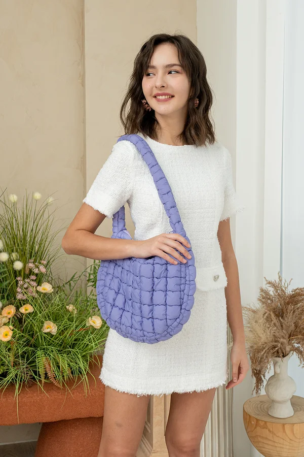 Cloud Nine Puffer Quilted Tote Bag Lilac