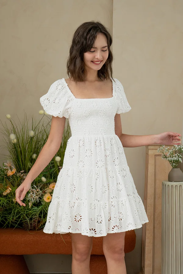 Sunny Starburst Dalliance Smock Tier Broderie Dress