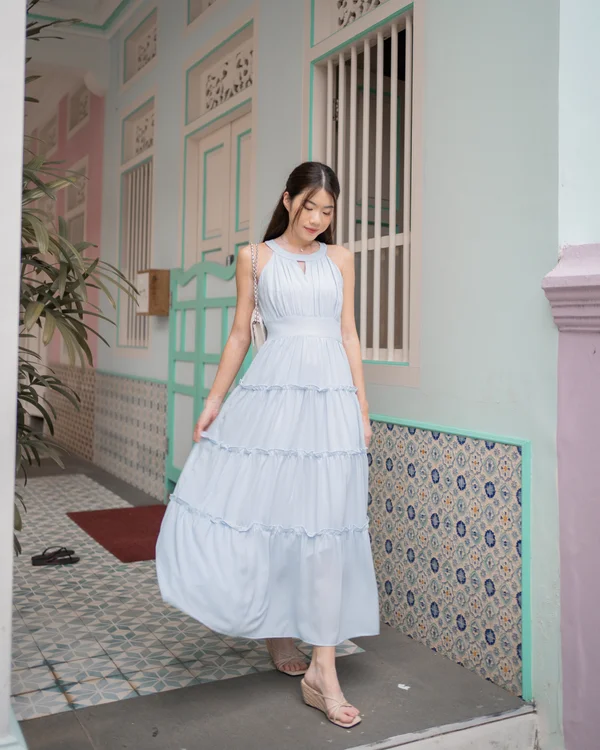 High Time for Grecian Shirs Maxi Dress Sky Blue