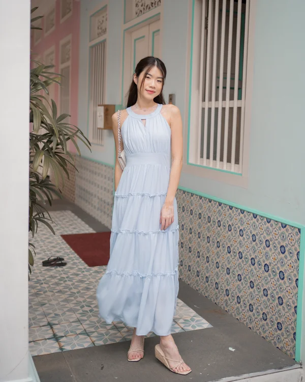 High Time for Grecian Shirs Maxi Dress Sky Blue
