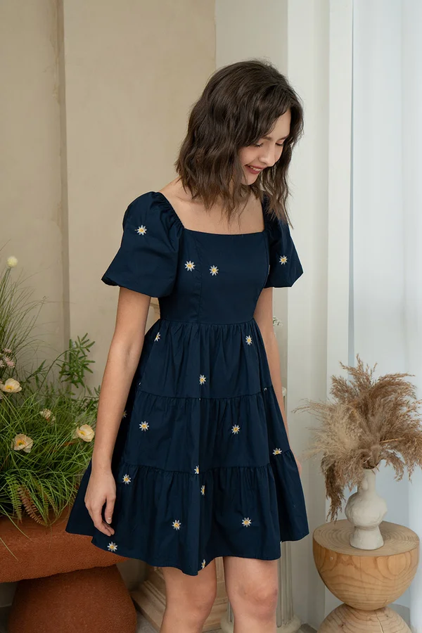 Eternal Sunshine Tiers Broderie Dress Navy Blue