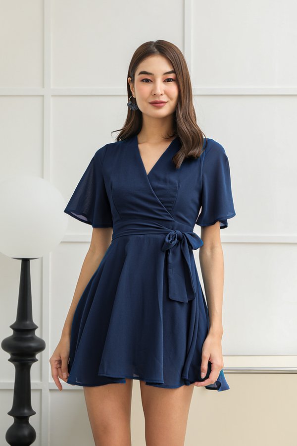 Kimono Kyoto Soleil Wrap Dress Navy Blue