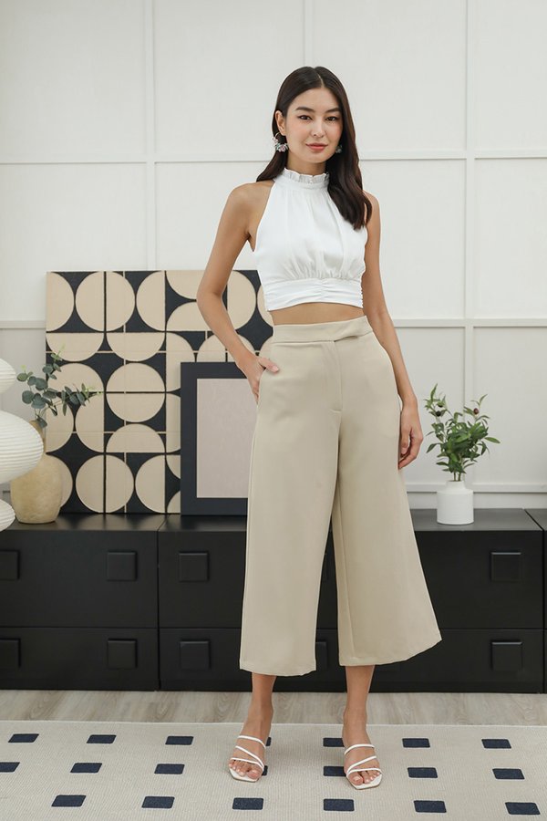 Lush and Lofty Side Tab Culottes Beige