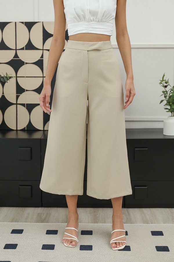 Lush and Lofty Side Tab Culottes Beige