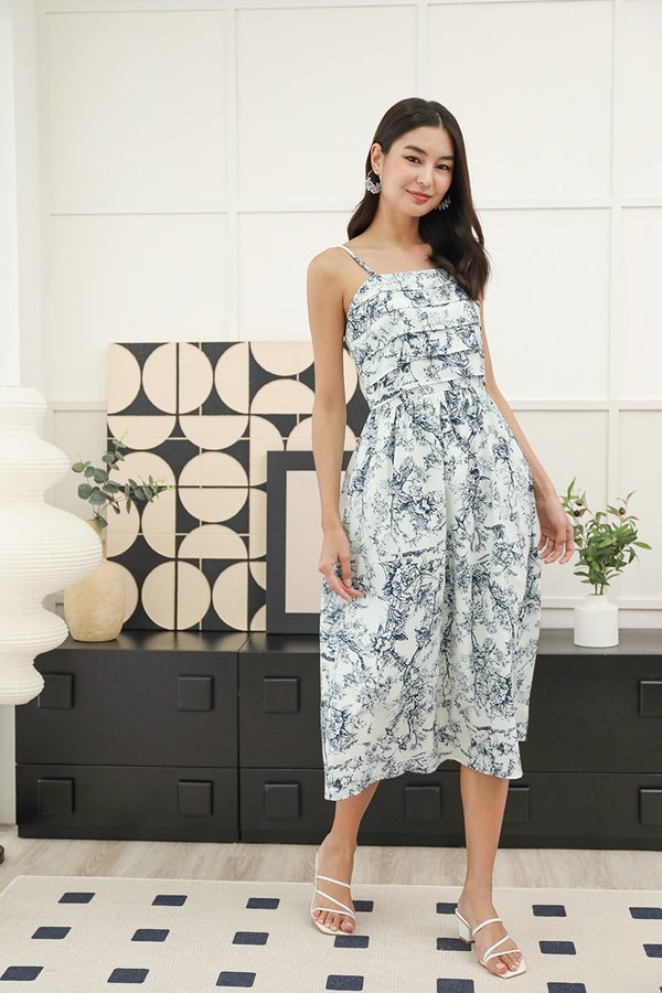 Burst Forth in Toile Pleated Floral Dress