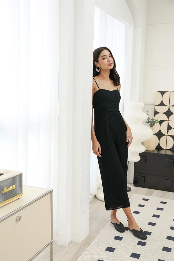 Pleats Panache Strappy Jumpsuit Black