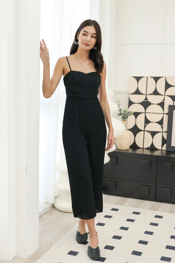 Pleats Panache Strappy Jumpsuit Black