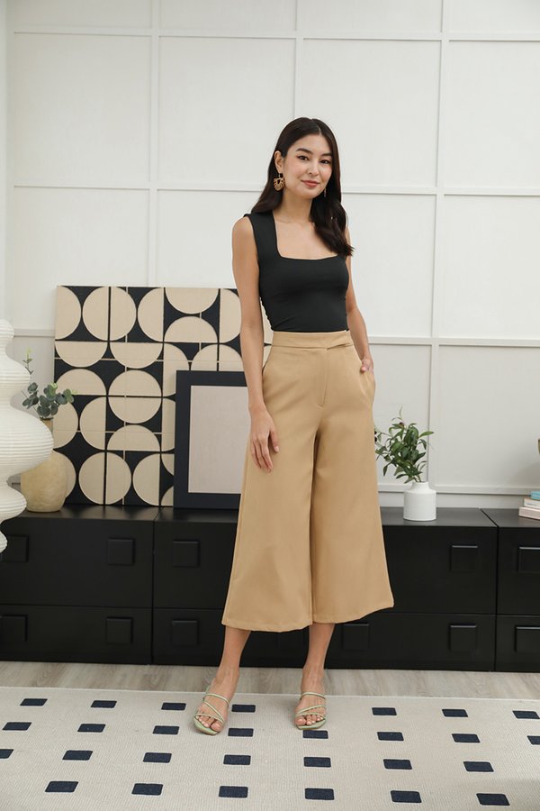 Lush and Lofty Side Tab Culottes Khaki