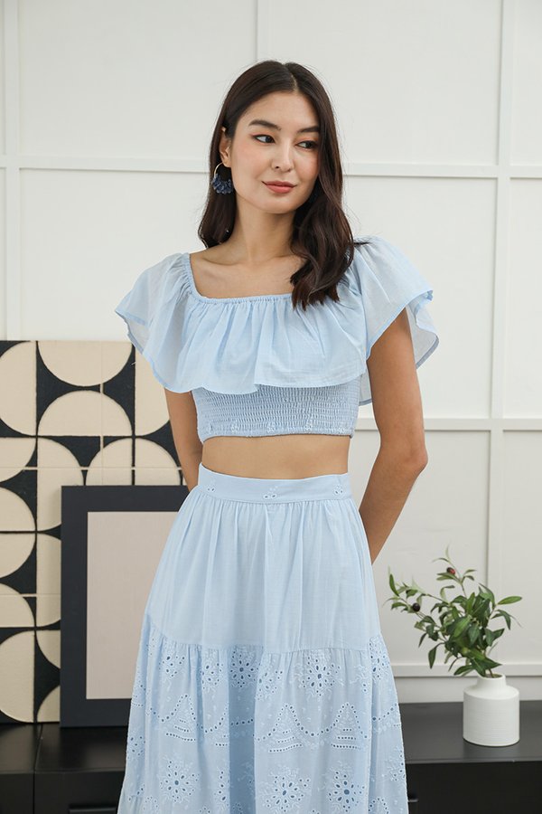 Sweet Summer Reminders Smocked Crop Top Blue