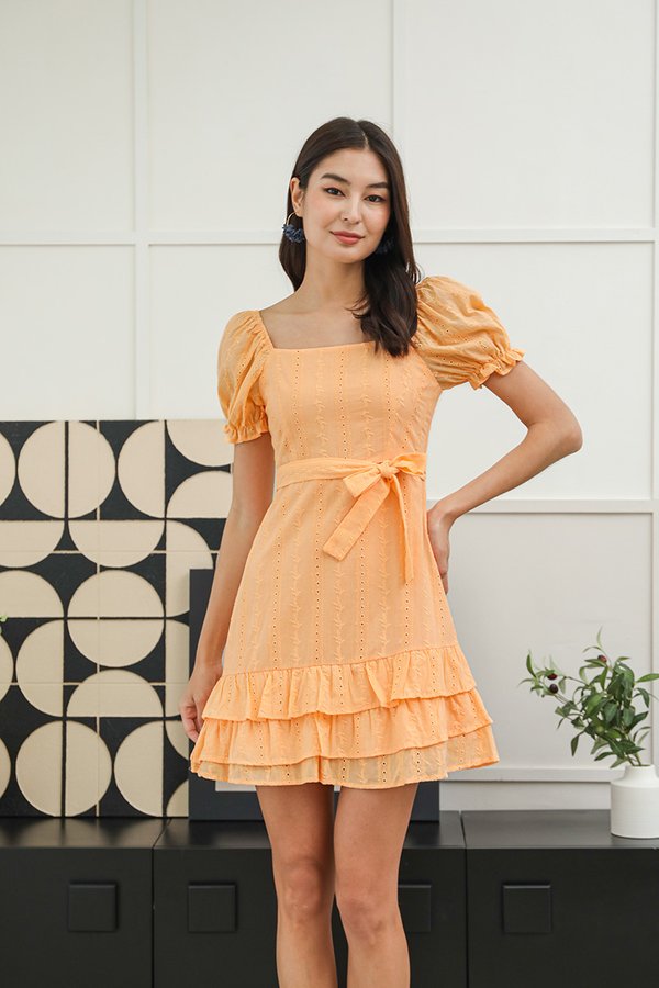 Fountain of Frills Broderie Dress Apricot