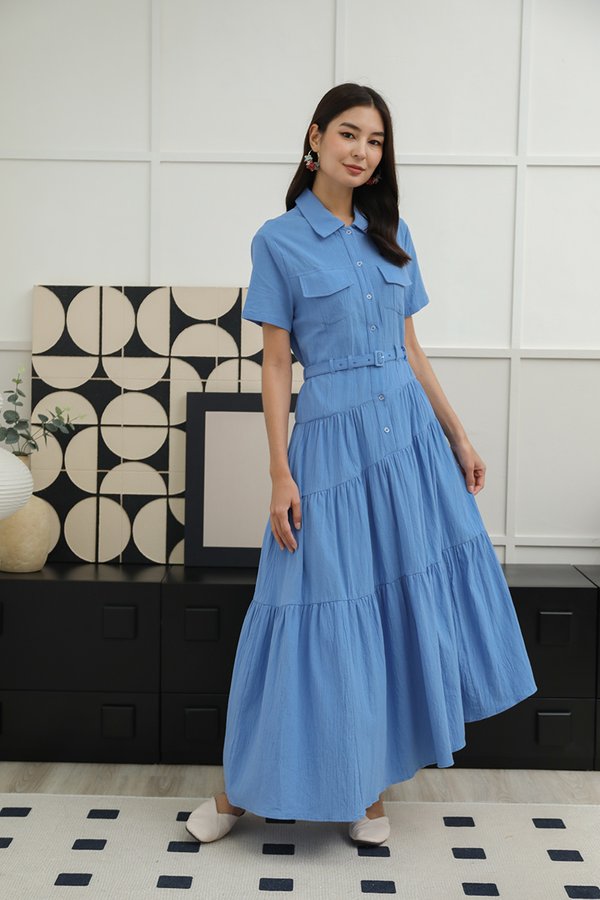 Waterfall Extremities Drape Tier Shirt Dress