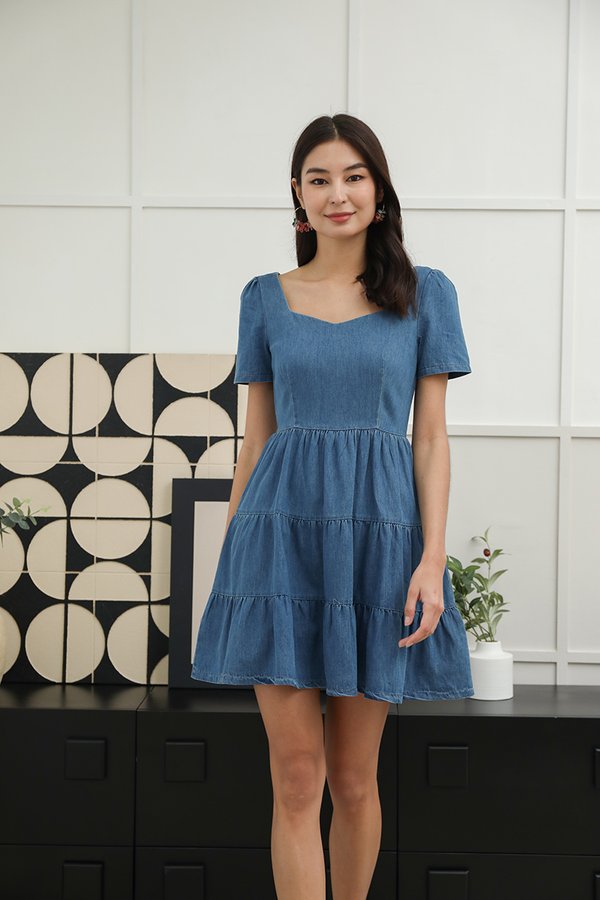 Denim Decoded Tiers Dress Midwash