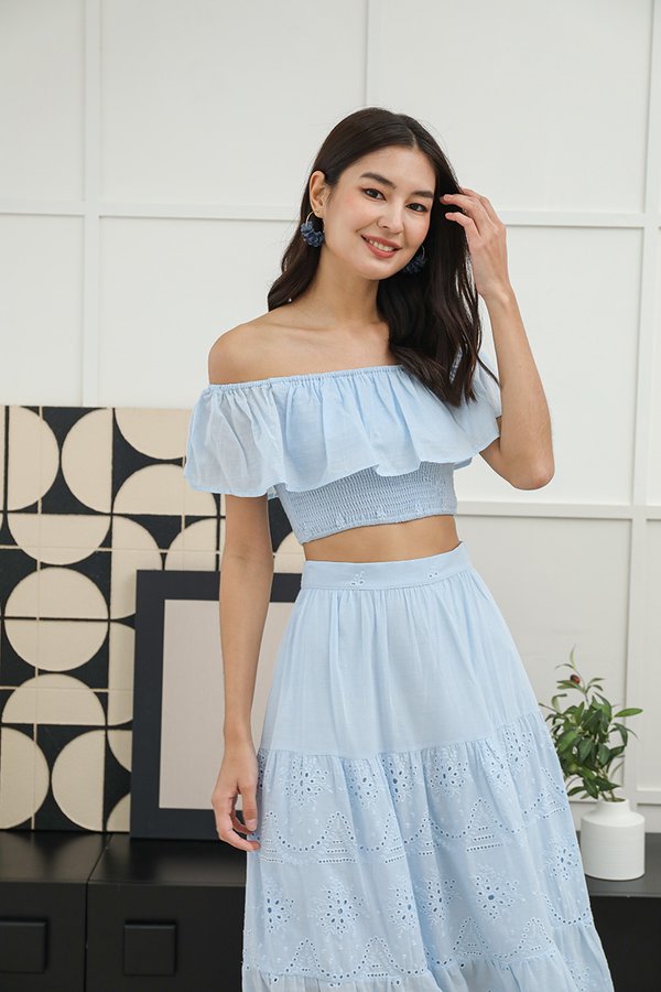 Sweet Summer Reminders Smocked Crop Top Blue