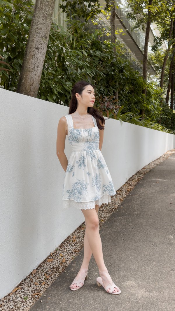 Whispering Willow Toile Lace Trim Dress